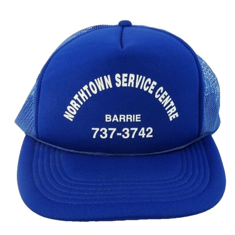 Barrie Vintage Trucker Hat Snap Back Cap Mesh Blue Northtown Service Center